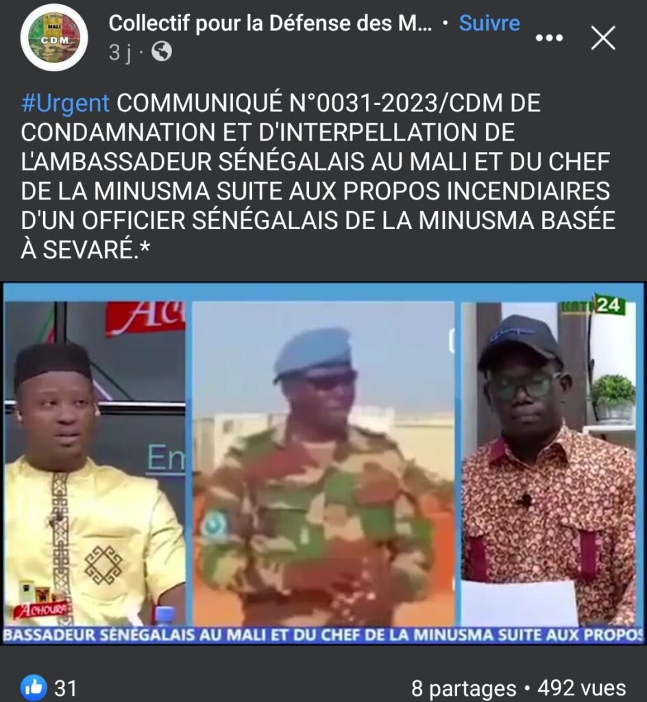 Illustration de l'article : Fin de la mission de l'ONU au Mali : la vidéo d'un officier sénégalais génère polémiques et fake news